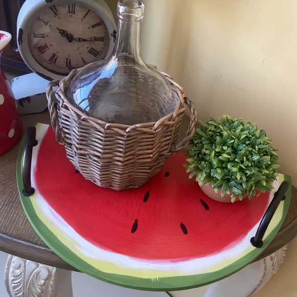 Other - Farmhouse Summer Watermelon Slice Wood Serving Tray With Handles